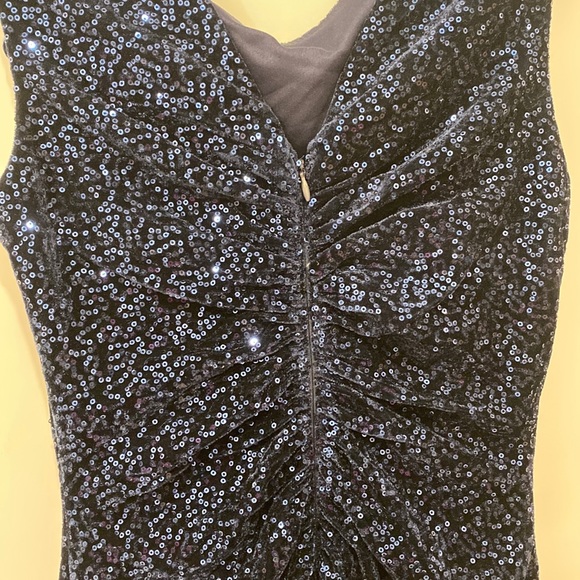 **NWOT ** Eliza J Velvet Allover Sequin Sheath Dress Navy Blue - Picture 11 of 17